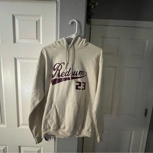 Cream and burgundy hoodie
